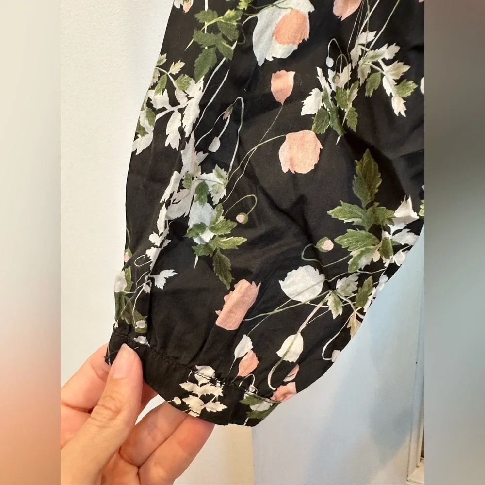 J. Crew Liberty Art Fabrics Poppy Dream Shirt Blouse Floral Print Black Size XXS